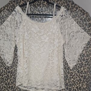 Chic Lace Off-White Blouse
